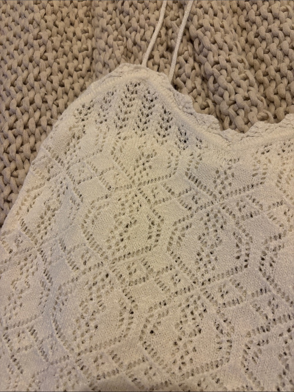 NWOT Zara White Lace Knit Cami Top - Picture 2 of 3